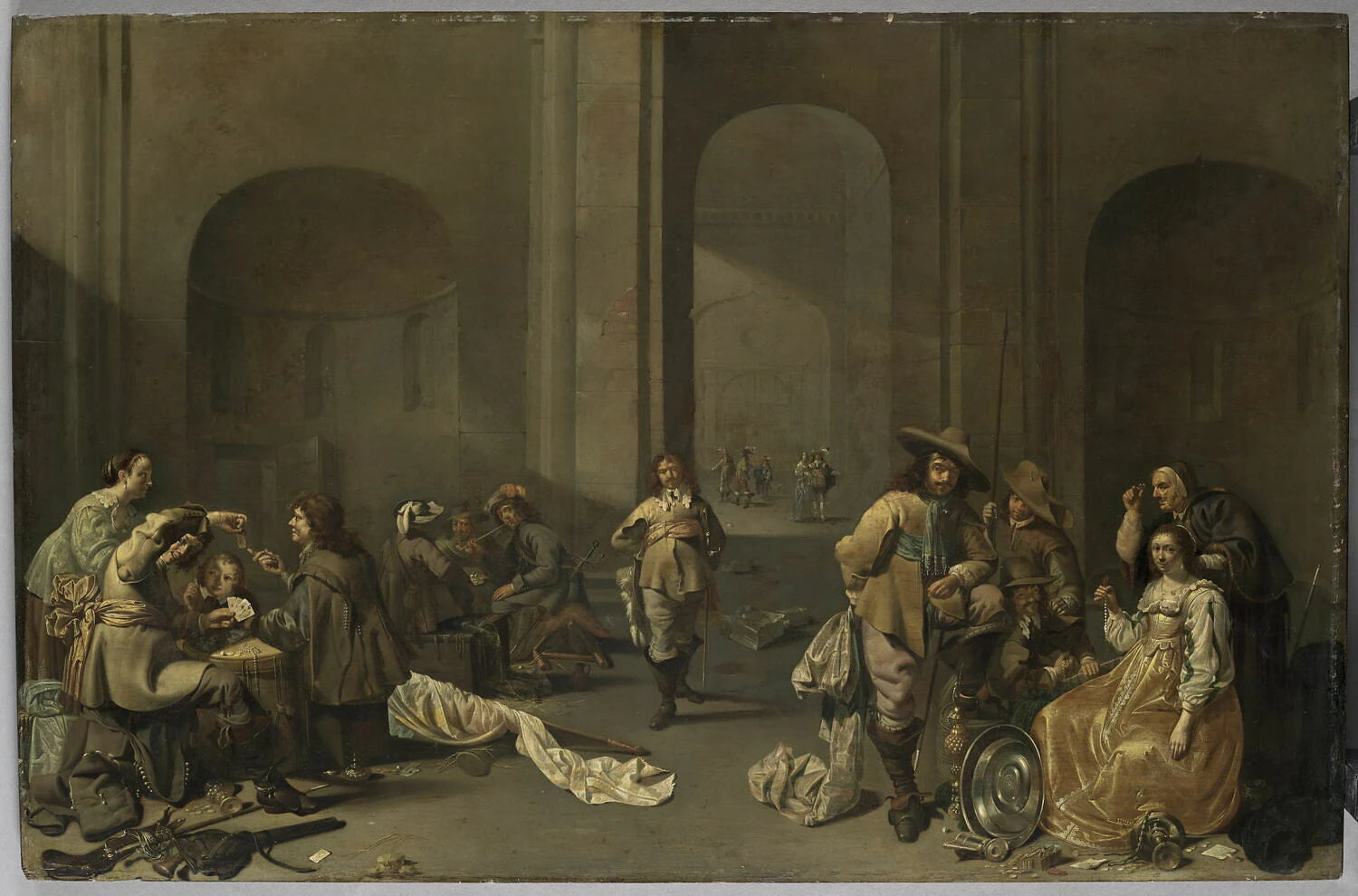 Le Dépôt du butin ou Intérieur d'un corps de garde dans une ancienne église romane - Jacob Duck