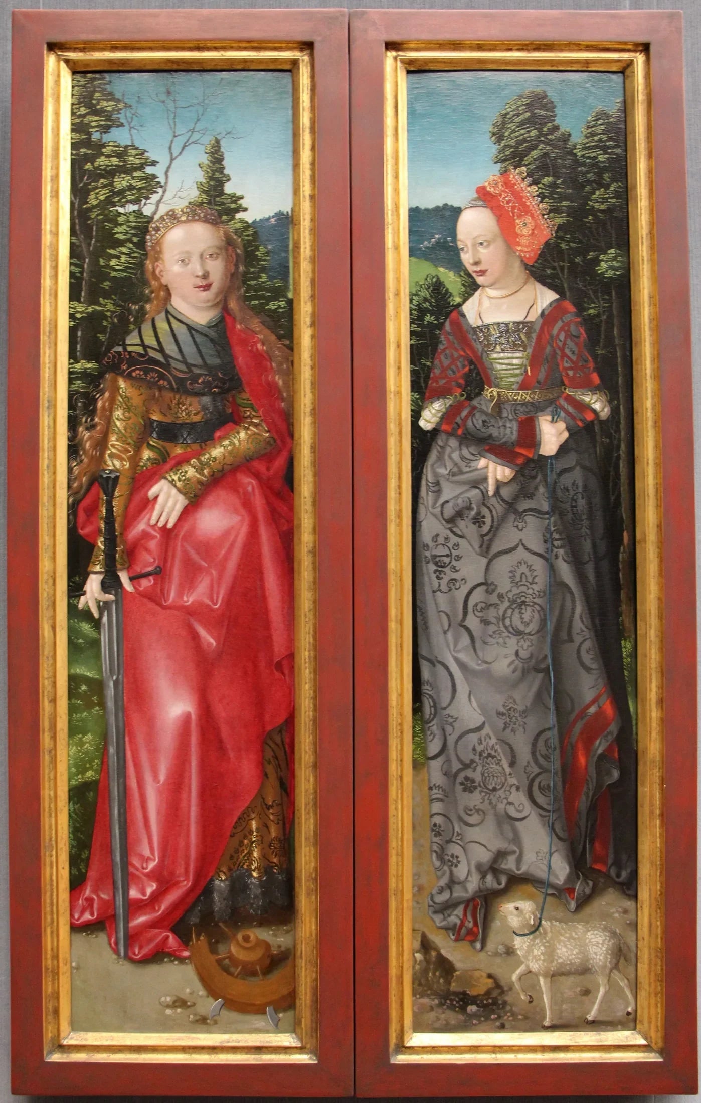 Der Dreikönigsaltar Außentafeln: Die Heiligen Katharina und Agnes - Hans Baldung Grien image 1 reproduction artisanale de tableau