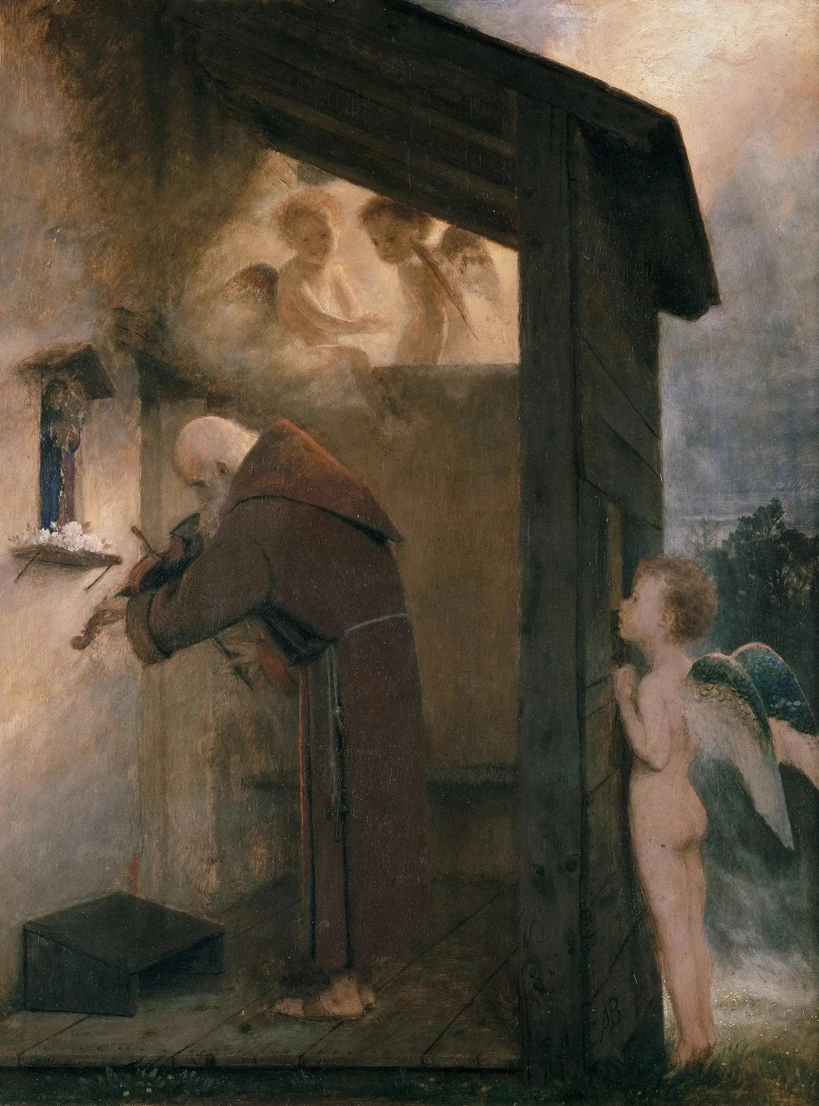 Der Einsiedler - Arnold Böcklin image 1 copie de tableau peinte à la main