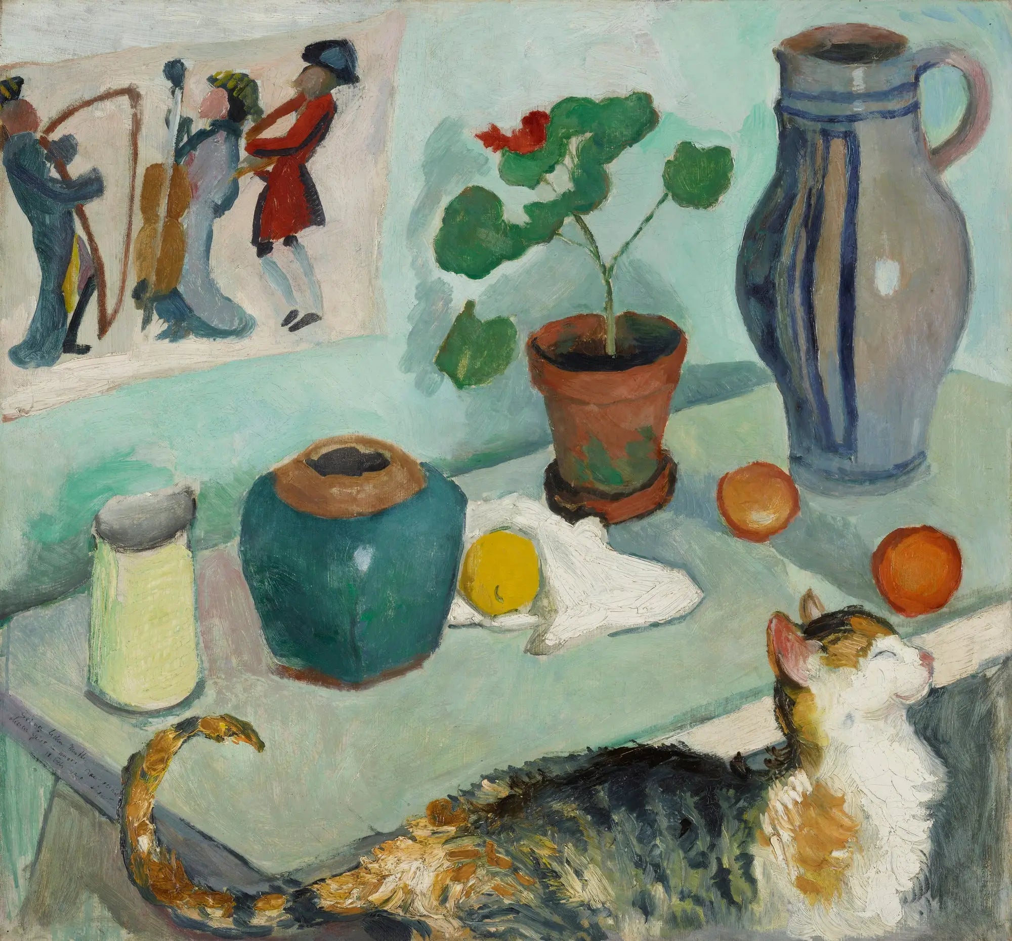 Der Geist im Hausgestühl, Stillleben mit Katze - August Macke image 1 reproduction de peinture à l’huile