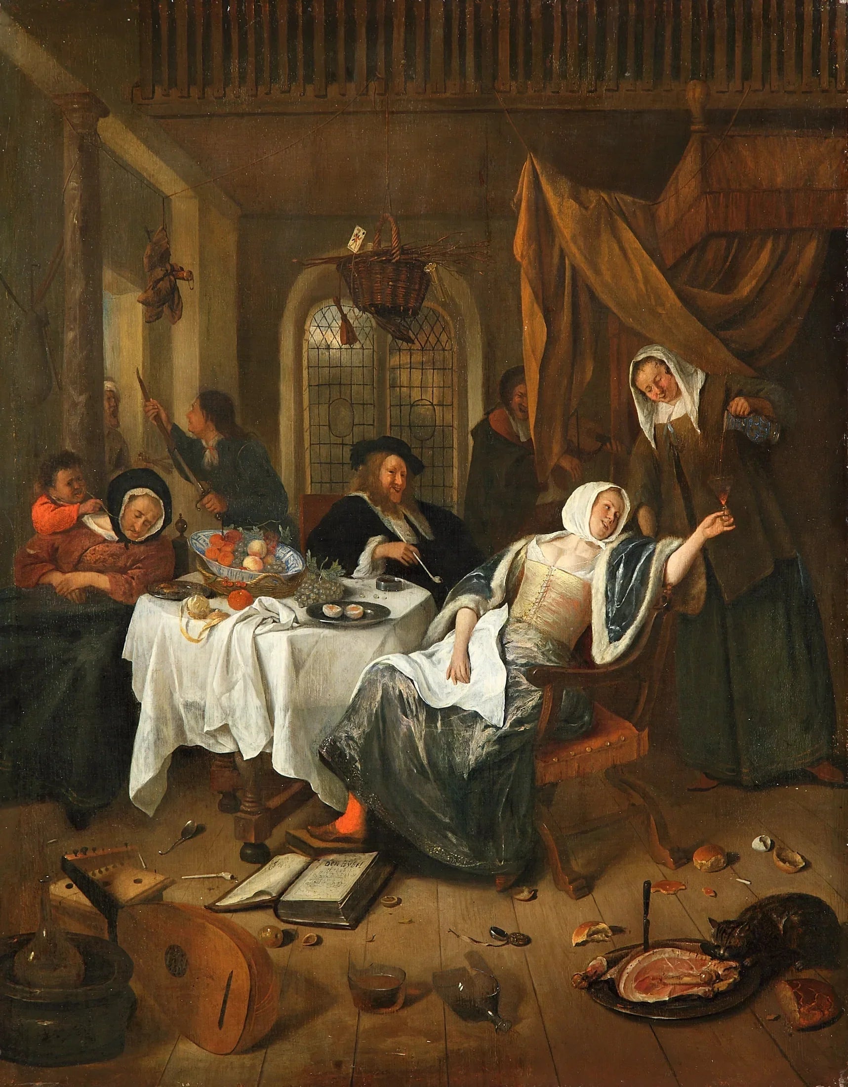 Der liederliche Haushalt - Jan Steen image 1 reproduction d’œuvre d’art à l’huile