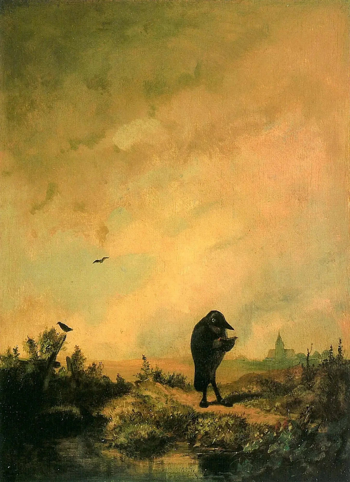 Der Rabe - Carl Spitzweg image 1 reproduction de peinture à l’huile