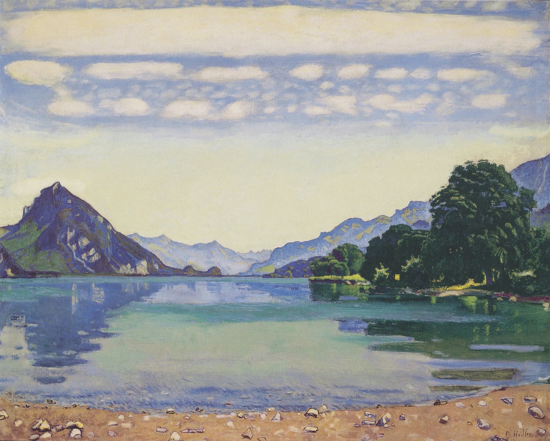 Der Thunersee von Lessigen aus - Ferdinand Hodler image 1 reproduction de peinture à l’huile