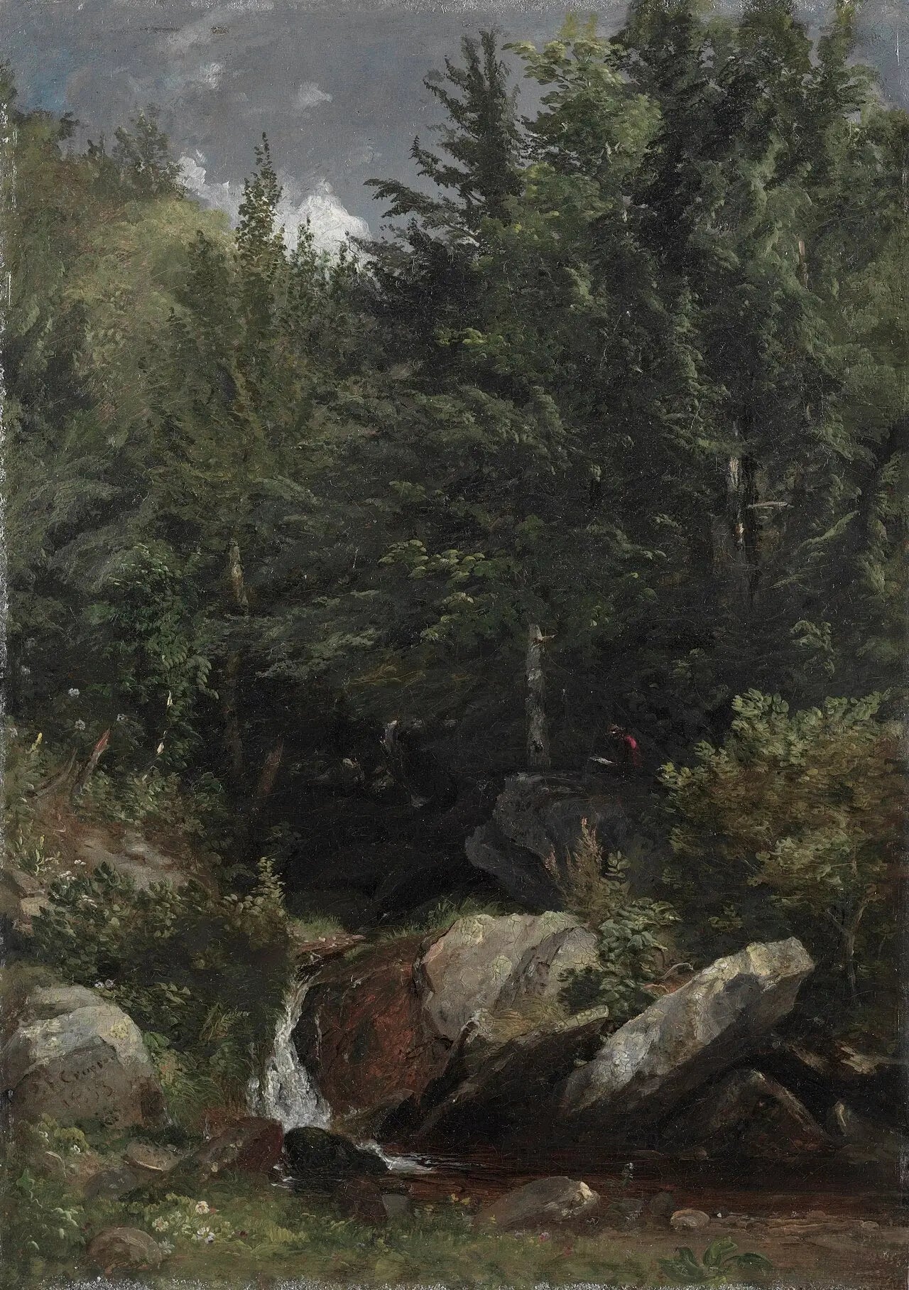 Des arbres et un ruisseau sur une colline - Jasper Francis Cropsey image 1 copie peinte à la main à l’huile
