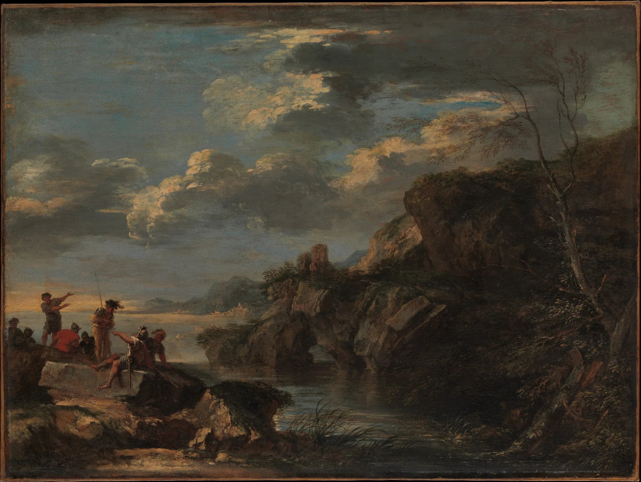 Des bandits sur une côte rocheuse - Salvator Rosa image 1 reproduction artisanale de tableau