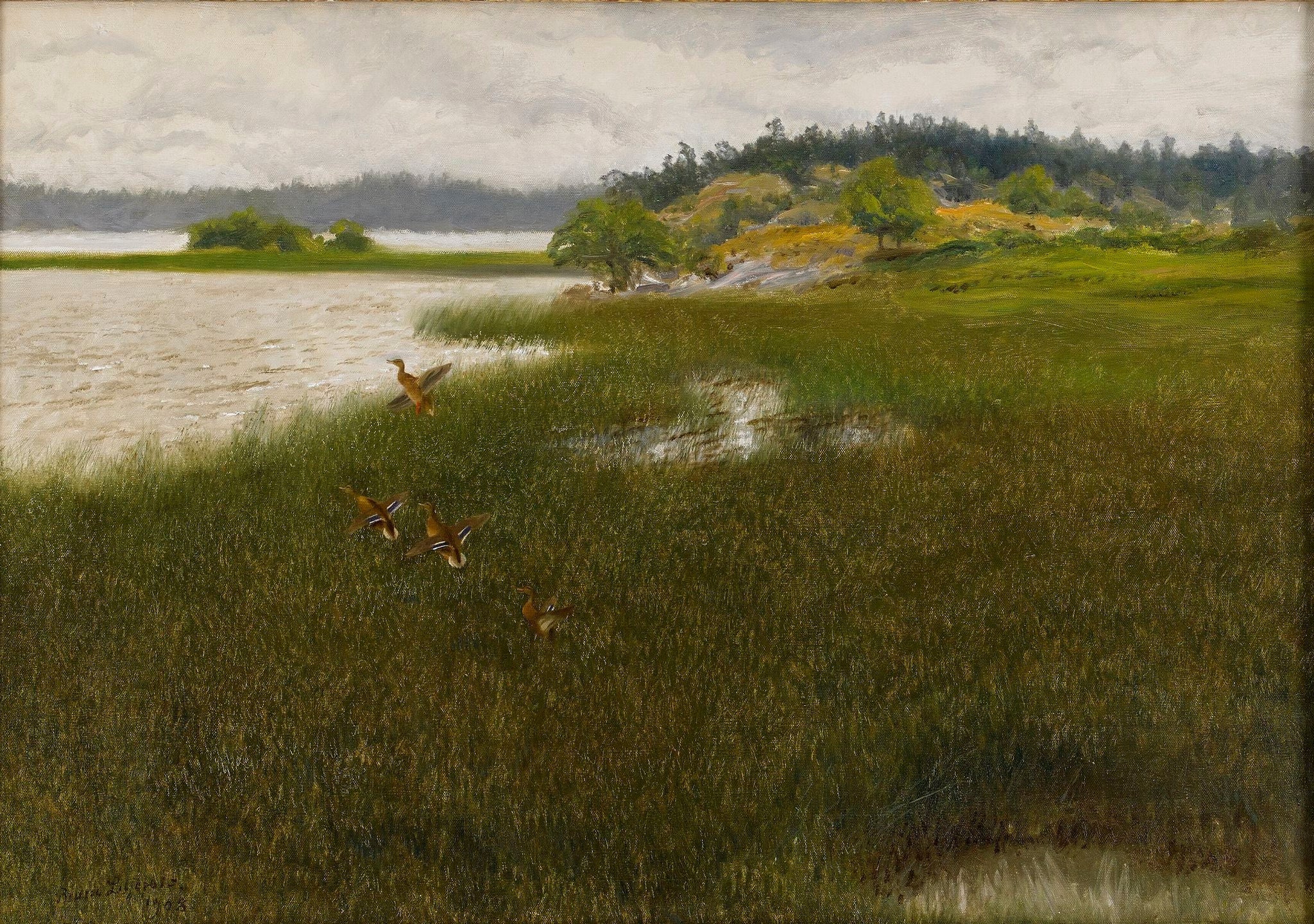 Des canards décollent - Bruno Liljefors image 1 reproduction artisanale de tableau