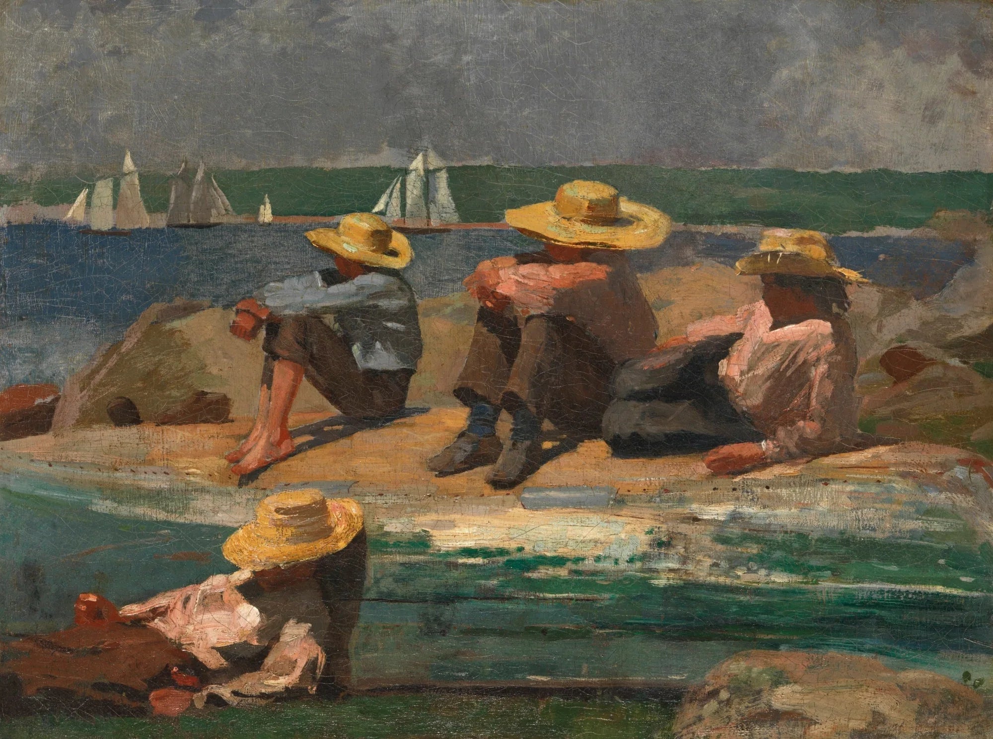 Des enfants sur la plage - Winslow Homer image 1 reproduction de peinture à l’huile