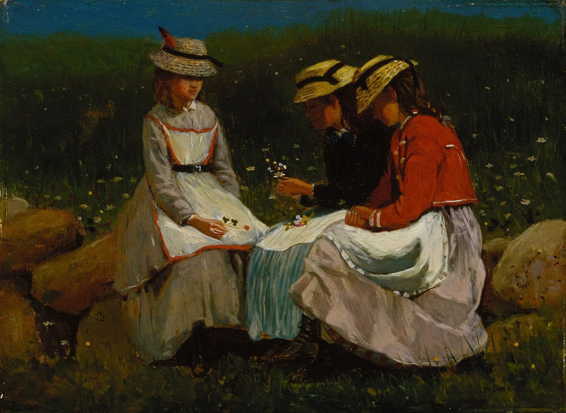 Des filles dans un paysage - Winslow Homer image 1 copie de tableau peinte à la main