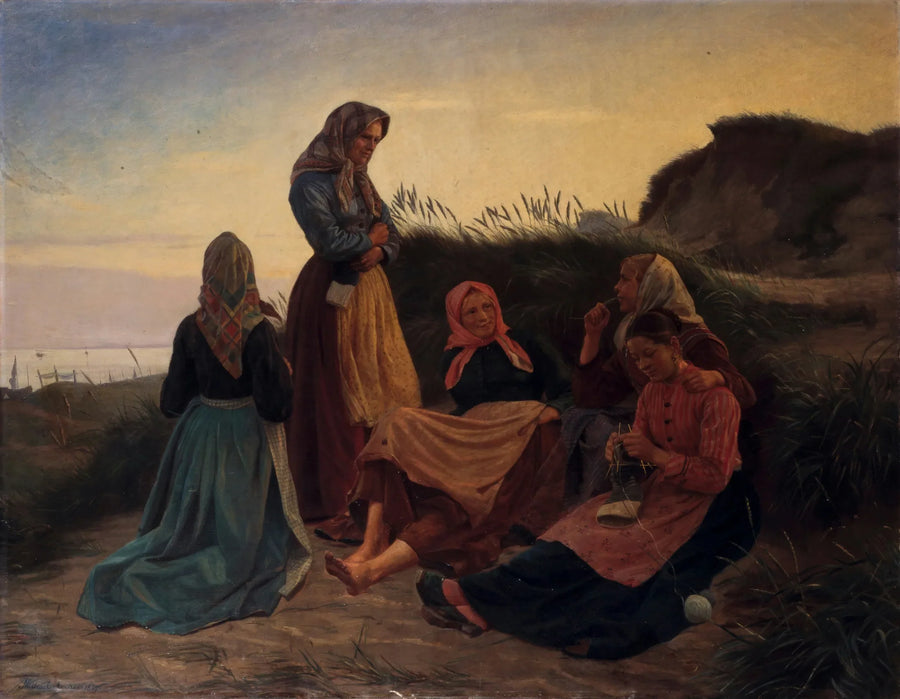 Des filles se sont rassemblées sur Sladrebakken par une nuit d'été - Michael Peter Ancher
