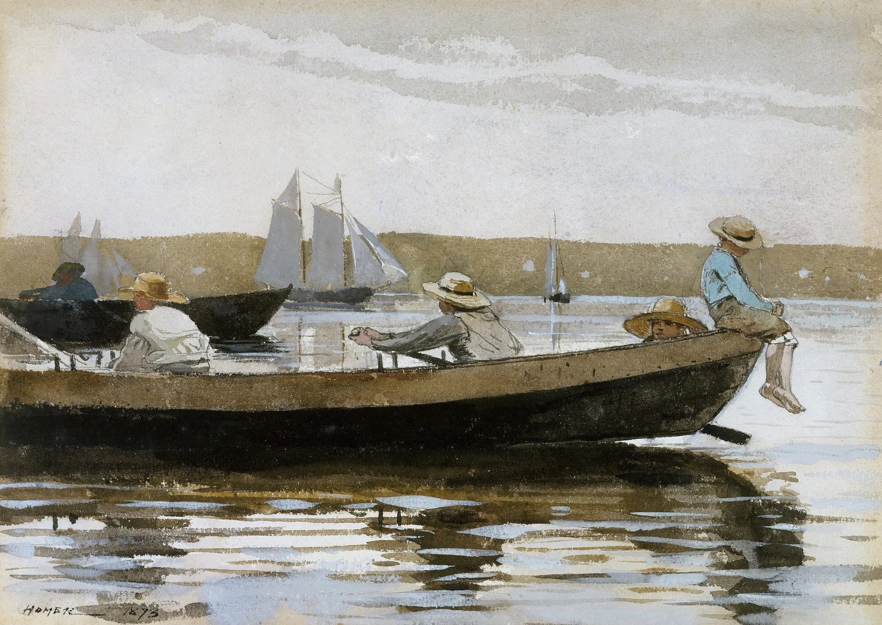 Des garçons dans une doris - Winslow Homer image 1 copie de tableau peinte à la main