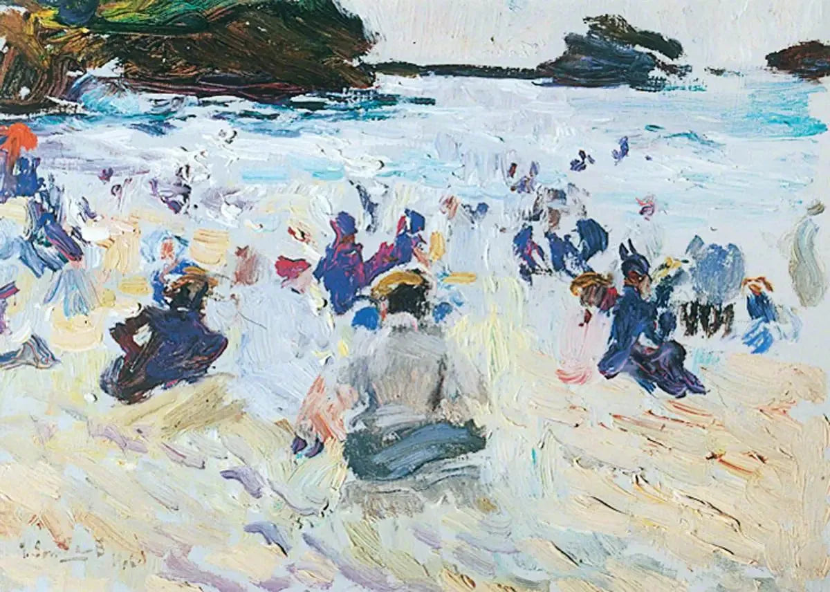 Des gens assis sur la plage - Joaquín Sorolla image 1 reproduction de peinture à l’huile