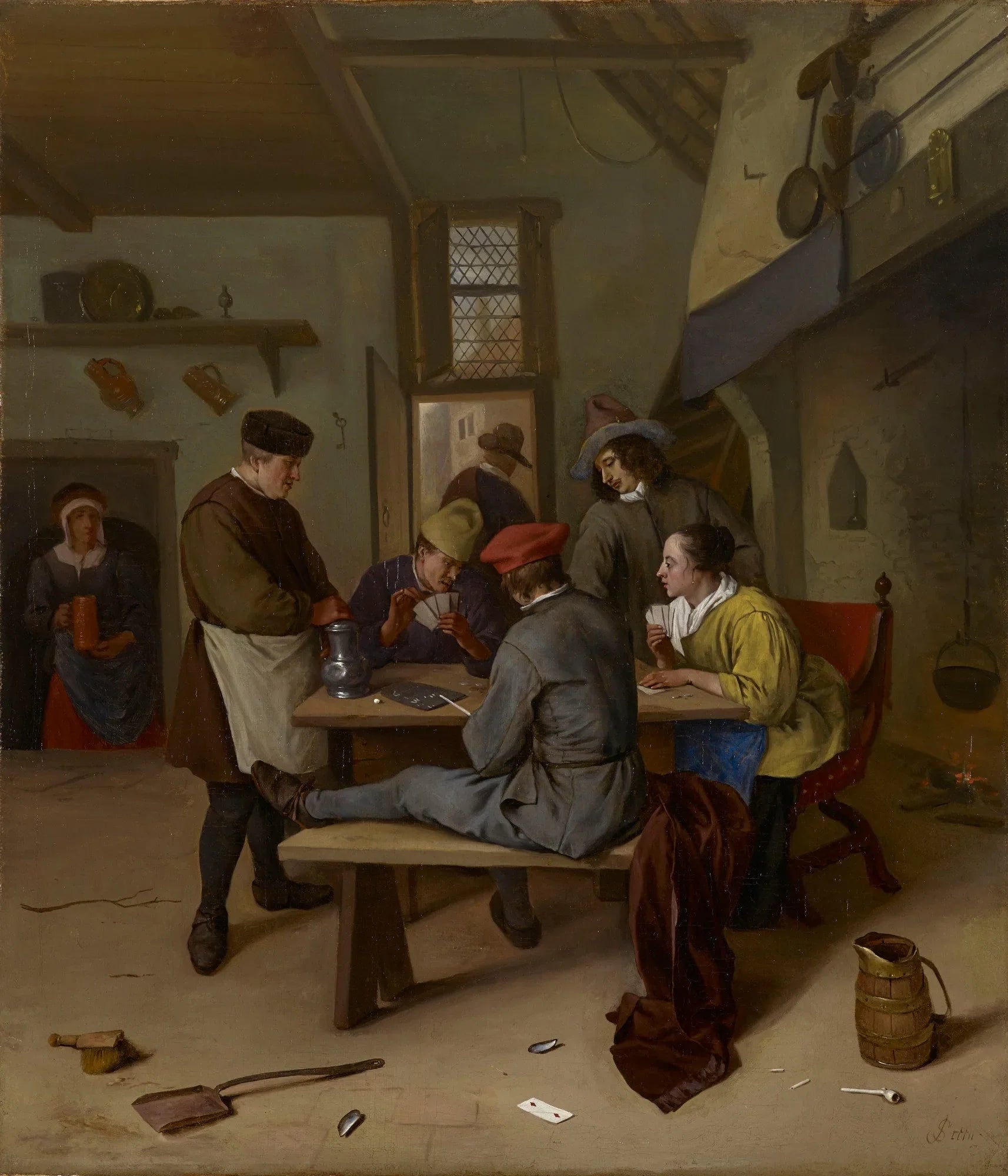 Des joueurs de cartes dans une taverne - Jan Steen image 1 copie de tableau peinte à la main