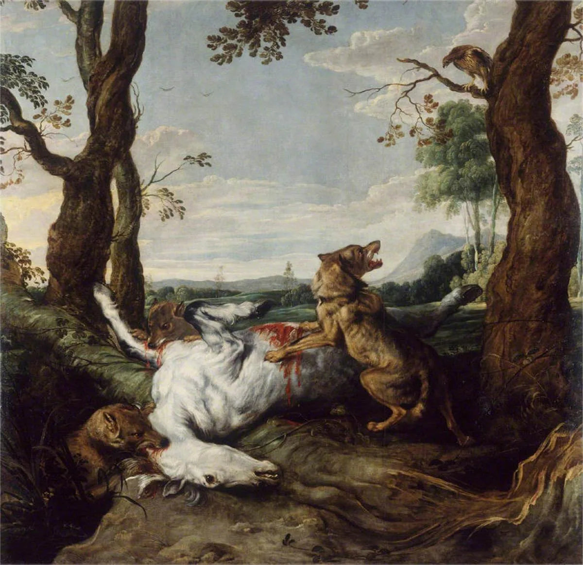 Des loups dévorant un cheval - Frans Snyders image 1 copie peinte à la main à l’huile