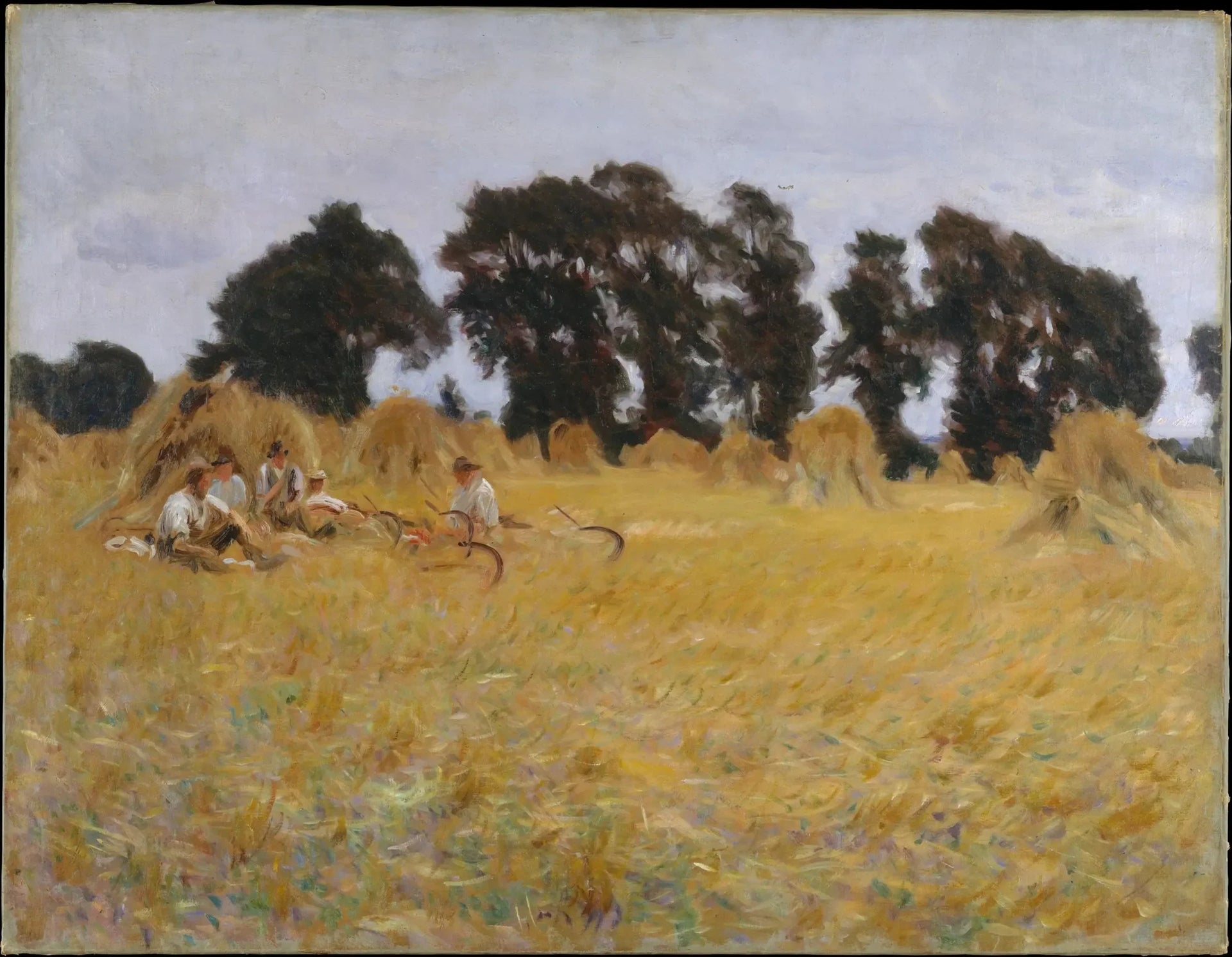 Des moissonneurs se reposent dans un champ de blé - John Singer Sargent image 1 reproduction de peinture à l’huile