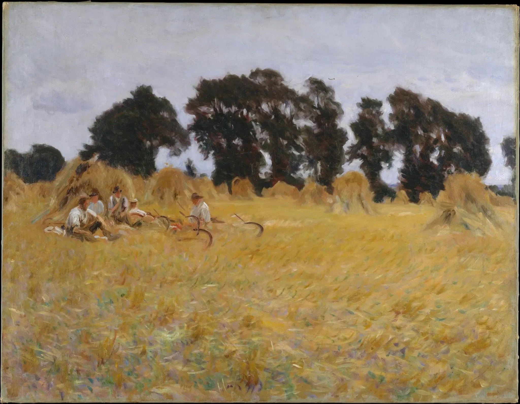 Des moissonneurs se reposent dans un champ de blé - John Singer Sargent image 1 reproduction de peinture à l’huile