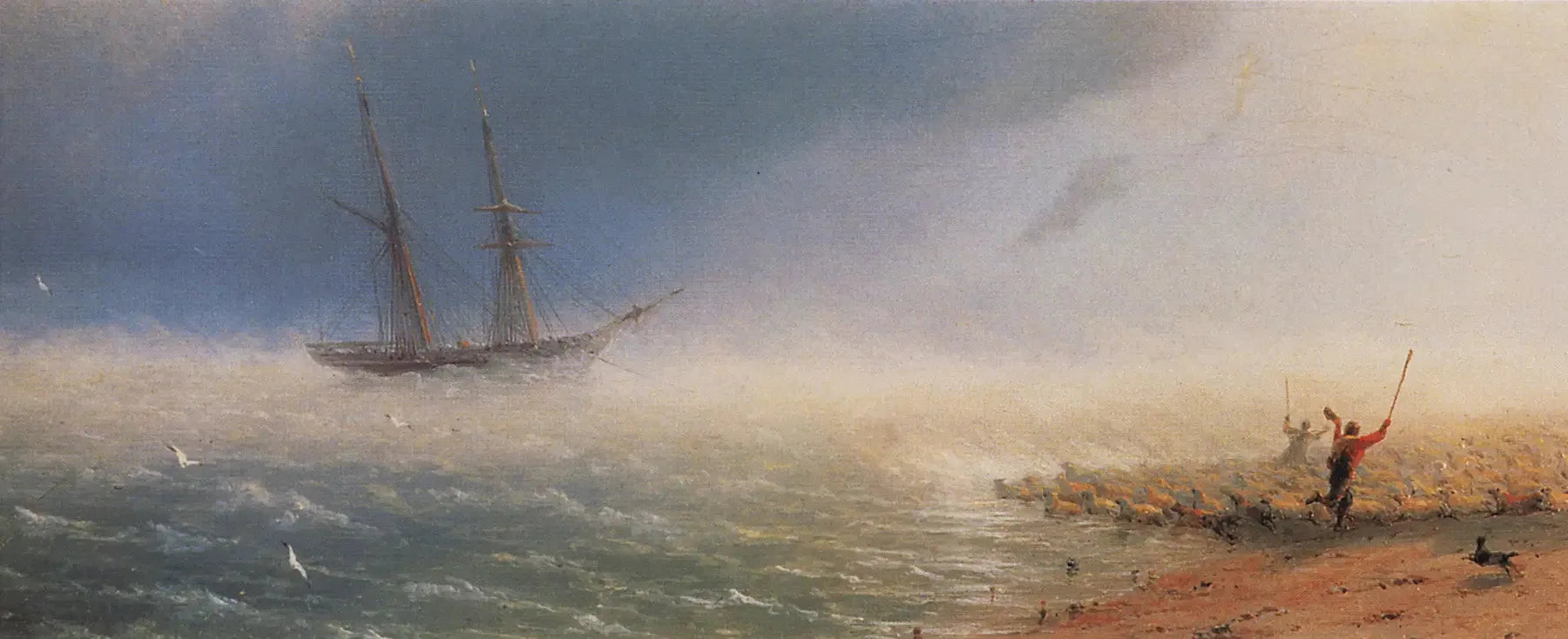Des moutons poussés par la tempête dans la mer. - Ivan Aïvazovski image 1 reproduction artisanale de tableau