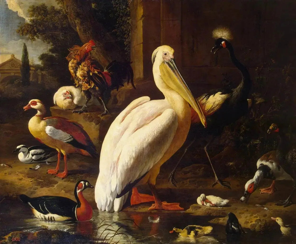 Des oiseaux dans un parc - Melchior de Hondecoeter image 1 tableau peint à l’huile sur toile