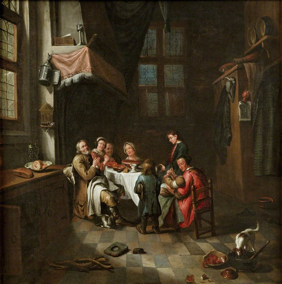 Des paysans attablés récitent la grâce - Jan Steen