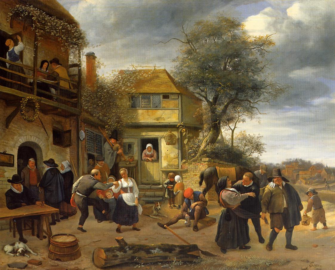 Des paysans devant une auberge - Jan Steen image 1 reproduction réalisée par Alpha Reproduction