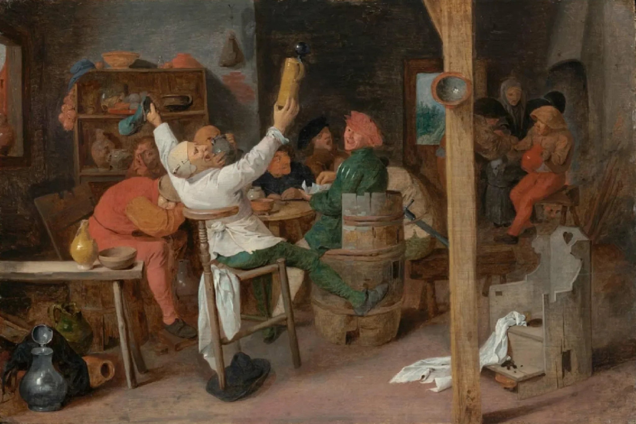Des paysans festoyant dans une taverne - Adriaen Brouwer image 1 copie de tableau peinte à la main
