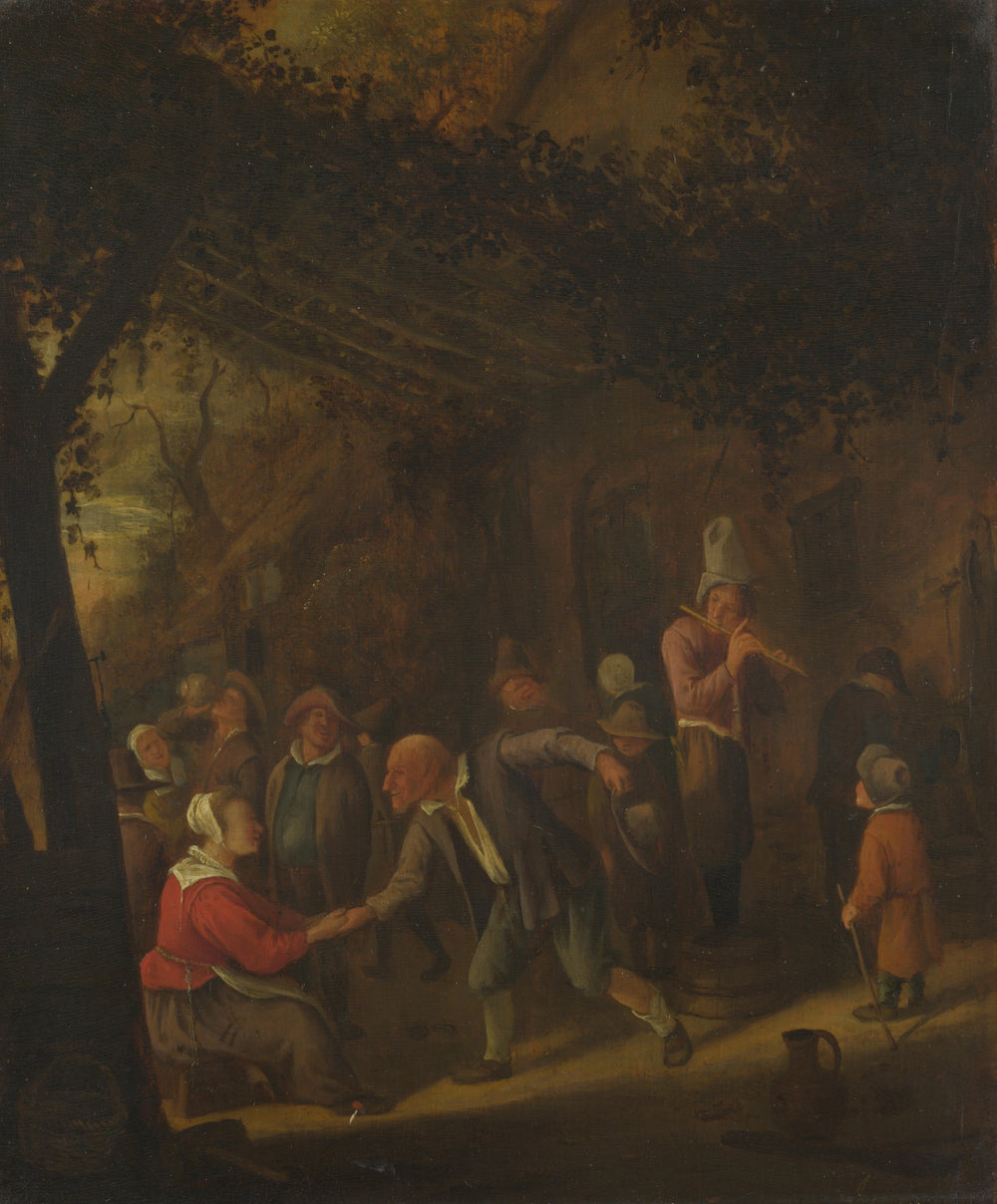 Des paysans font la fête devant une auberge - Jan Steen image 1 reproduction d’œuvre d’art à l’huile