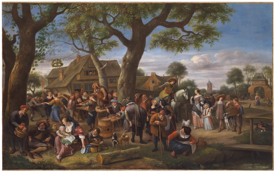 Des paysans font la fête devant une auberge - Jan Steen