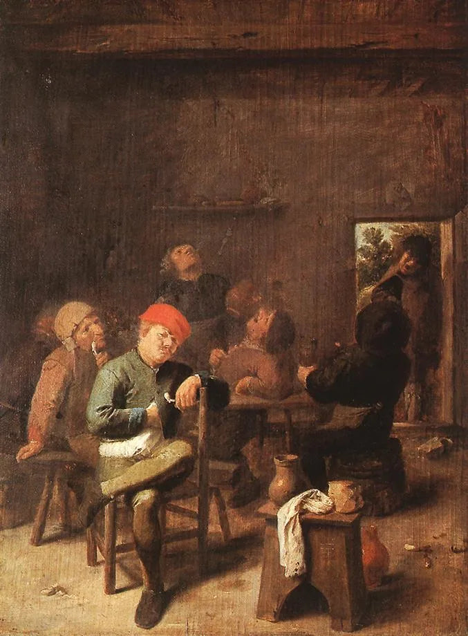 Des paysans qui fument et boivent - Adriaen Brouwer image 1 reproduction de peinture à l’huile