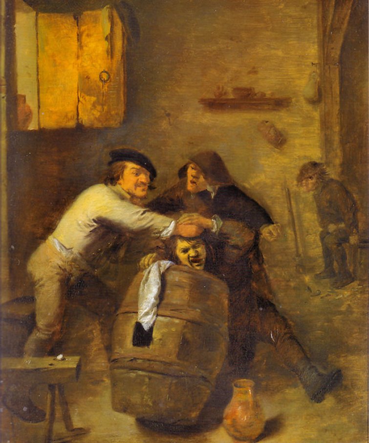 Des paysans se battent dans une taverne - Adriaen Brouwer image 1 reproduction artisanale de tableau