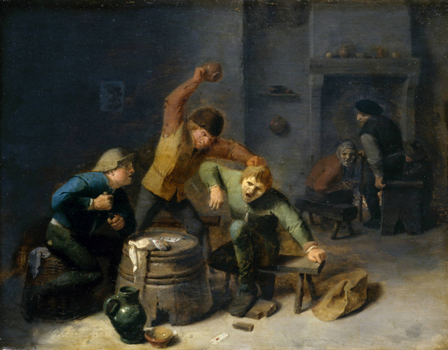 Des paysans se battent pour des cartes - Adriaen Brouwer image 1 reproduction artisanale de tableau