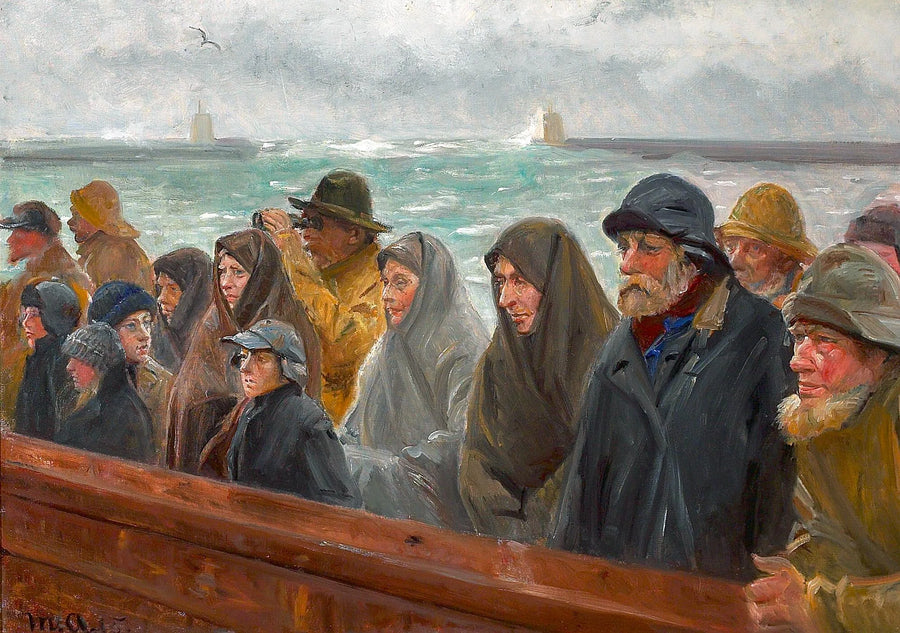Des pêcheurs et leurs familles sur un quai à Skagen. - Michael Peter Ancher