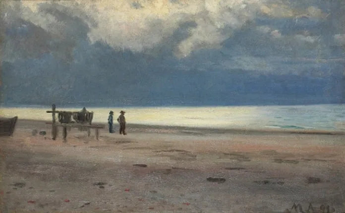 Des pêcheurs sur la plage. - Michael Peter Ancher image 1 reproduction artisanale de tableau