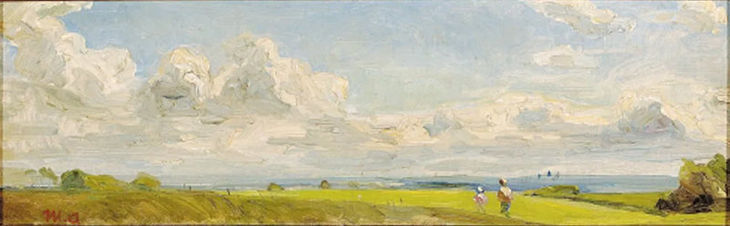 Des personnes qui marchent dans un paysage estival. - Michael Peter Ancher