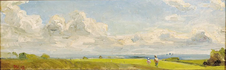 Des personnes qui marchent dans un paysage estival. - Michael Peter Ancher
