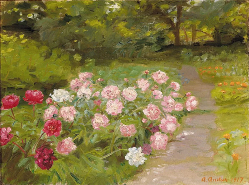 Des pivoines dans le jardin. - Anna Ancher