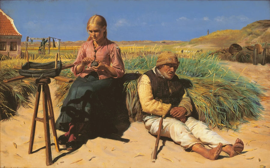 Des silhouettes dans un paysage. Kristian l'aveugle et Tine parmi les dunes. - Michael Peter Ancher