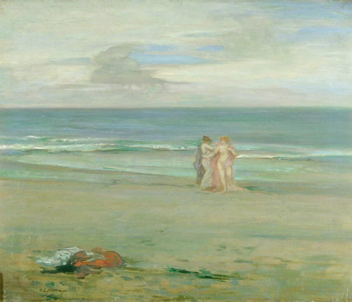 Des silhouettes sur une plage - Charles Conder image 1 copie peinte à la main à l’huile