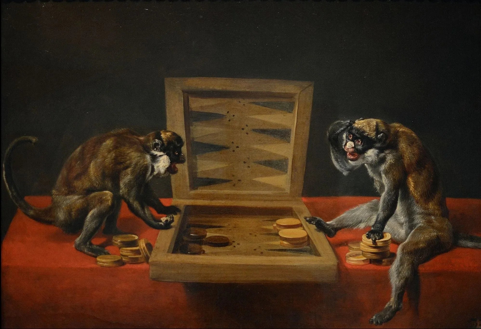Des singes au backgammon - Frans Snyders image 1 reproduction de peinture à l’huile