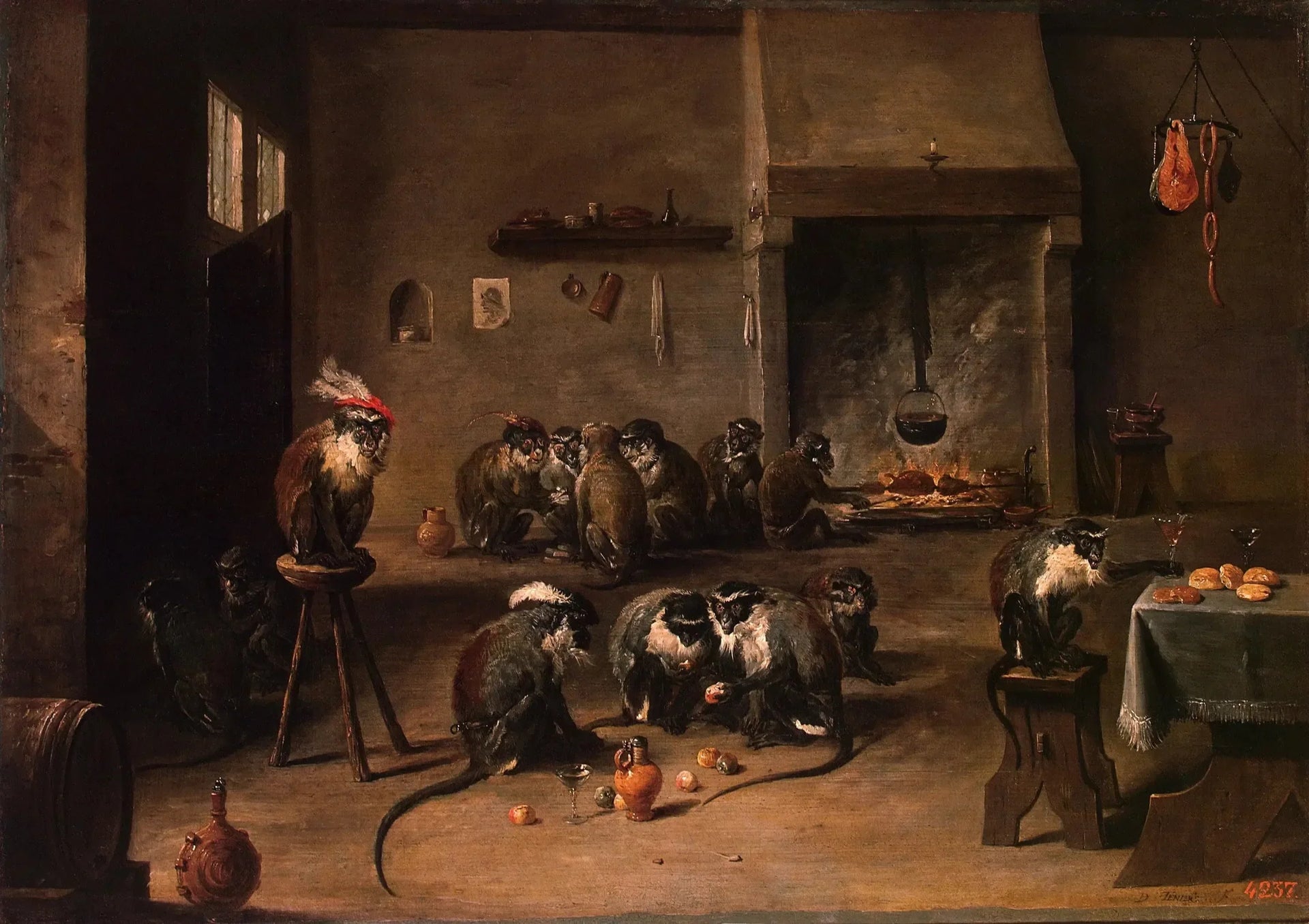 Des singes dans la cuisine - David Teniers le Jeune image 1 reproduction réalisée par Alpha Reproduction