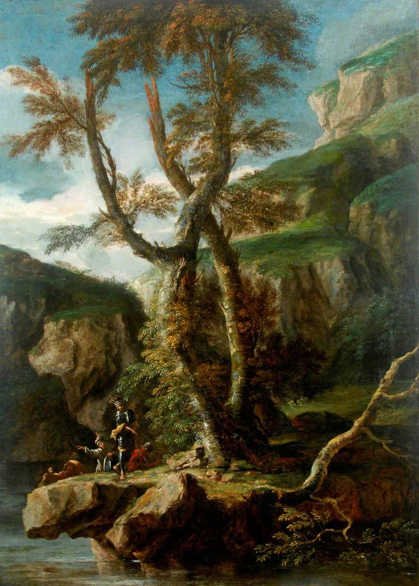 Des soldats dans une gorge rocheuse - Salvator Rosa image 1 copie peinte à la main à l’huile