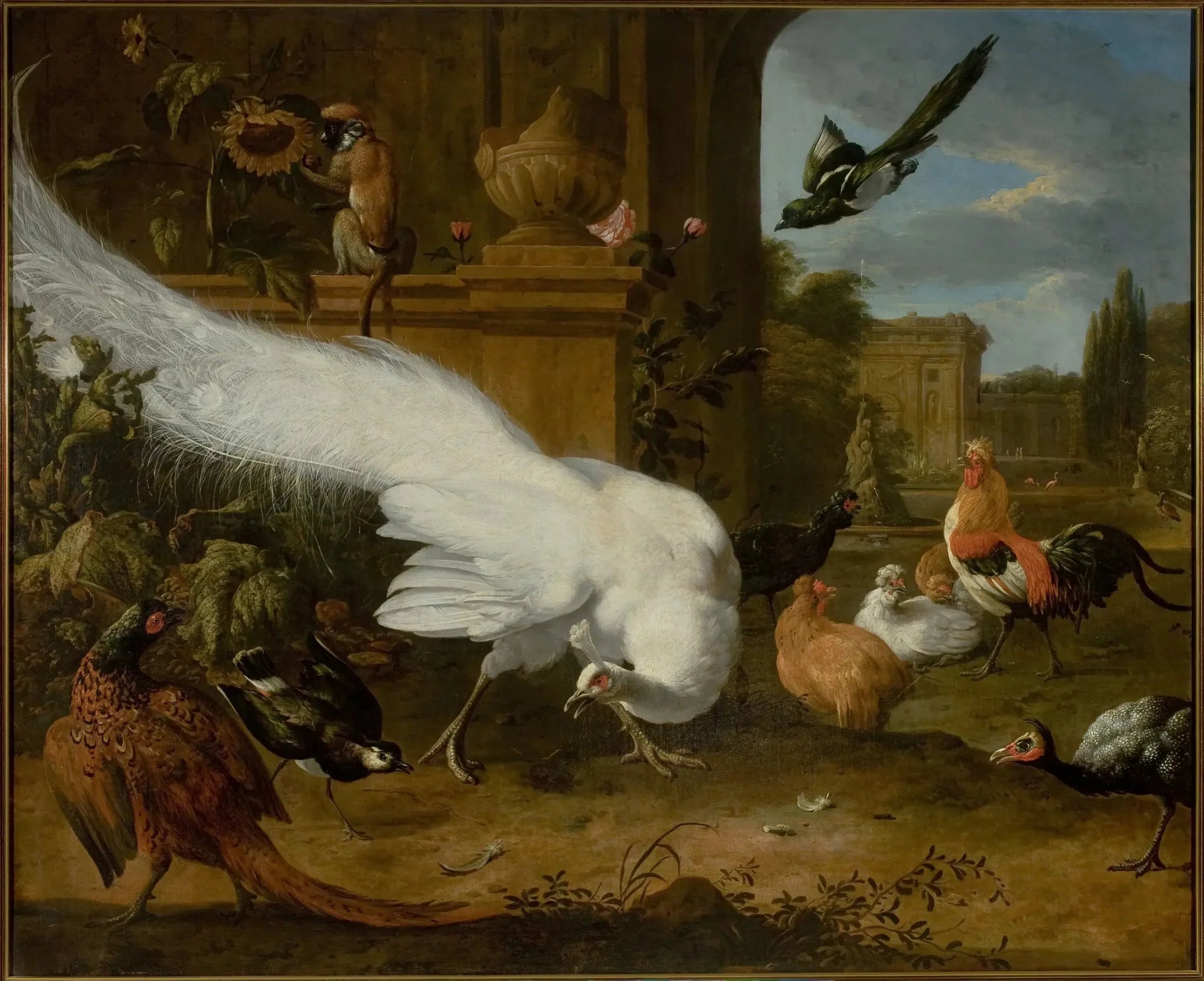 Des volailles et un paon blanc - Melchior de Hondecoeter image 1 reproduction réalisée par Alpha Reproduction