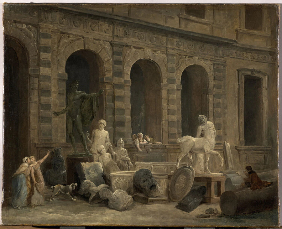Le Dessinateur d'antiques devant la Petite Galerie du Louvre - Hubert Robert