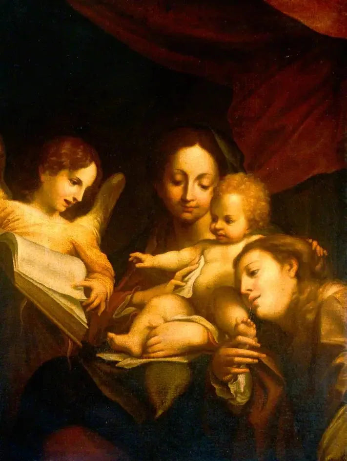 Détail de La Madone avec saint Jérôme et Marie-Madeleine (Il Giorno) - Antonio da Correggio image 1 reproduction de peinture à l’huile
