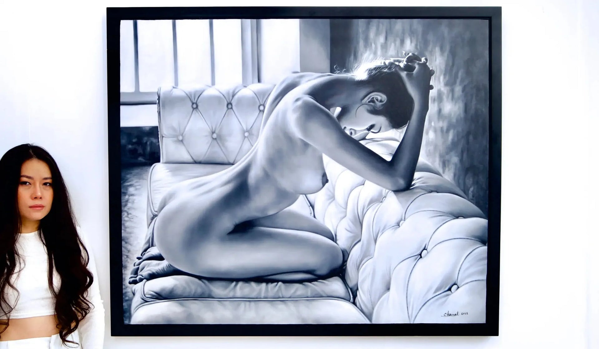 Détente sur le Canapé | 120 x 100 cm image 2 reproduction de peinture à l’huile