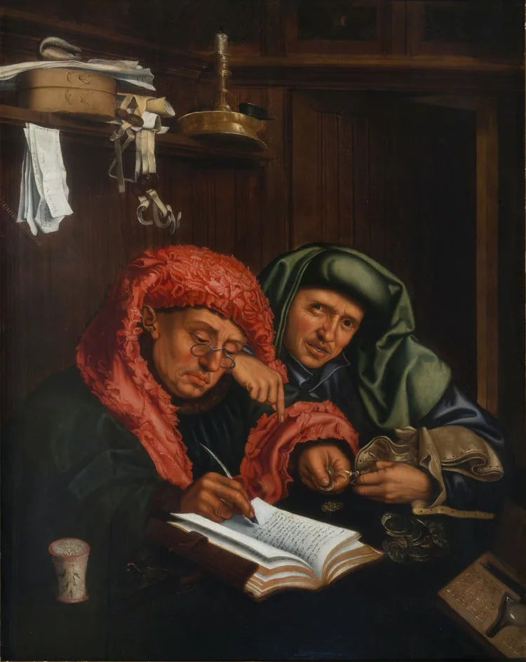 Deux agents des douanes - Marinus van Reymerswale image 1 reproduction artisanale de tableau