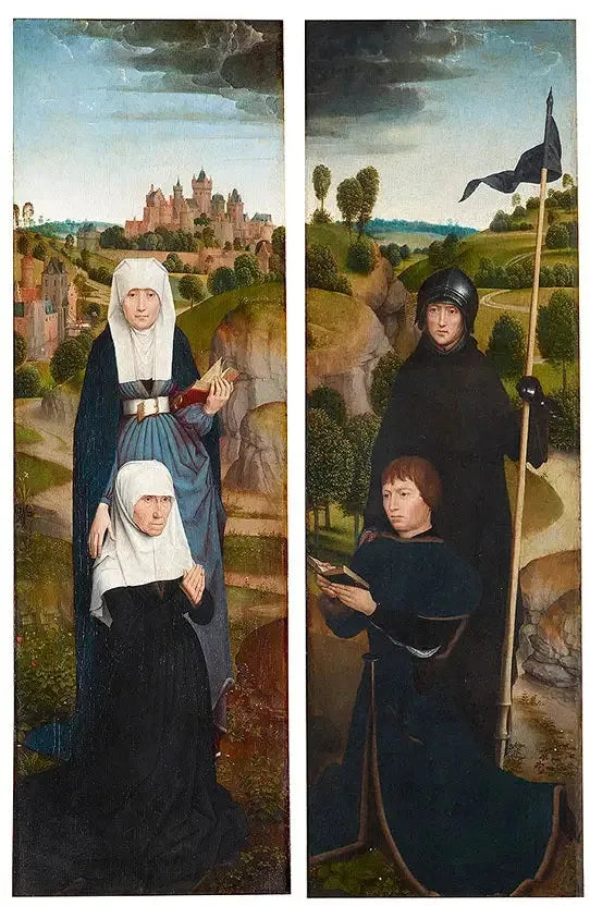 Deux ailes d'un triptyque avec les portraits des donateurs - Hans Memling image 1 reproduction de peinture à l’huile