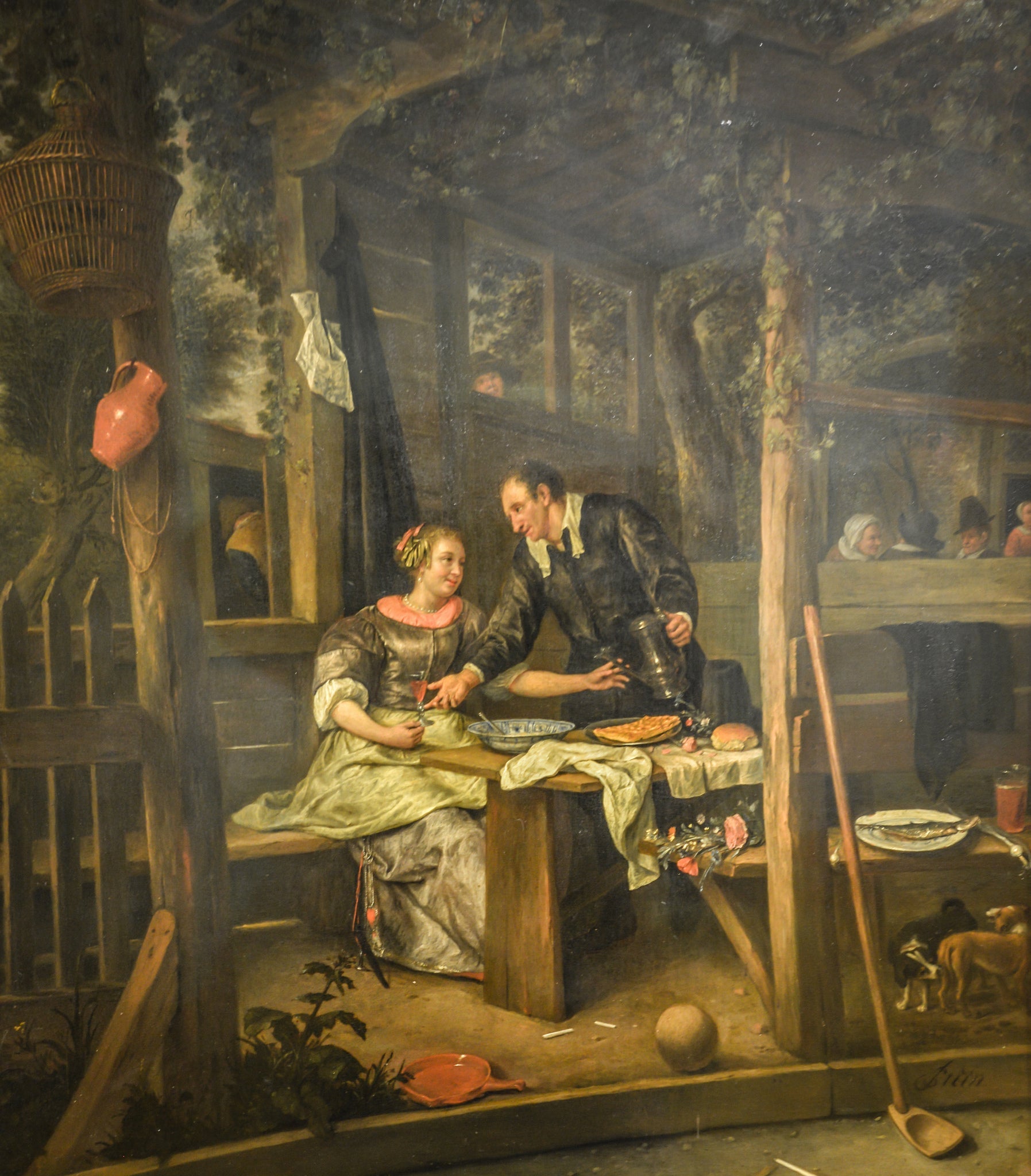 Deux amoureux sous une tonnelle - Jan Steen image 1 copie peinte à la main à l’huile