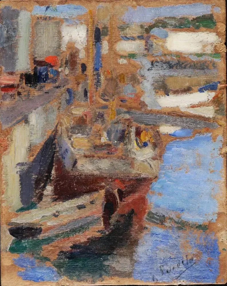 Deux bateaux à quai - Joaquín Sorolla image 1 copie de tableau peinte à la main
