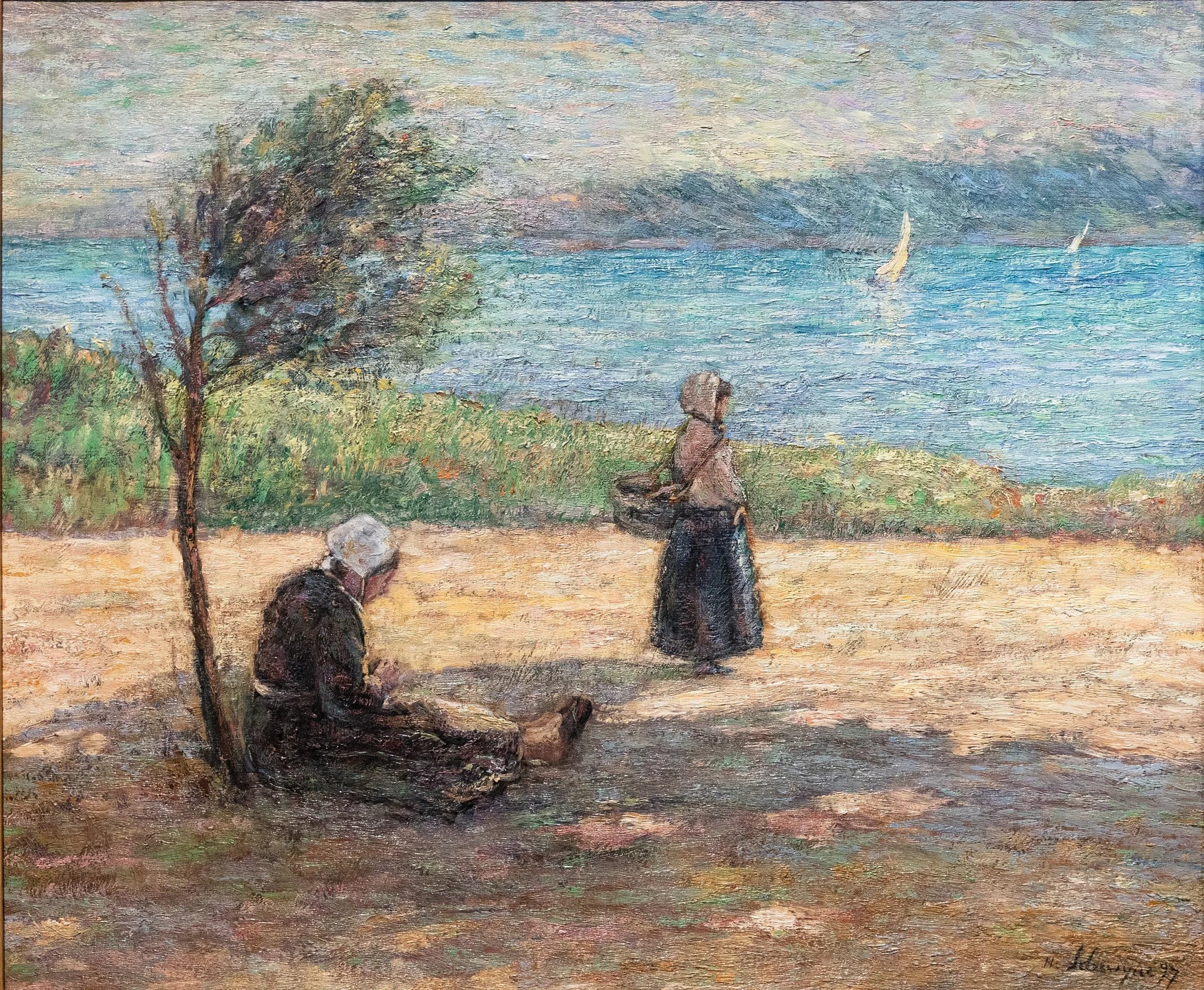 Deux bretonnes au bord de la mer - Henri Lebasque image 1 copie peinte à la main à l’huile