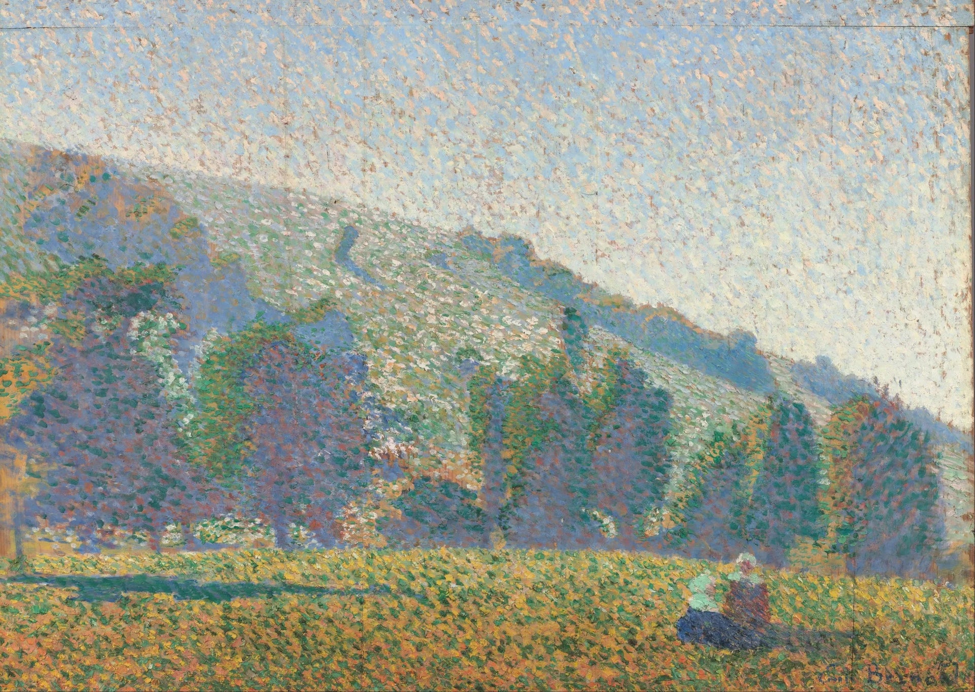 Deux Bretonnes dans une prairie - Émile Bernard image 1 reproduction de peinture à l’huile