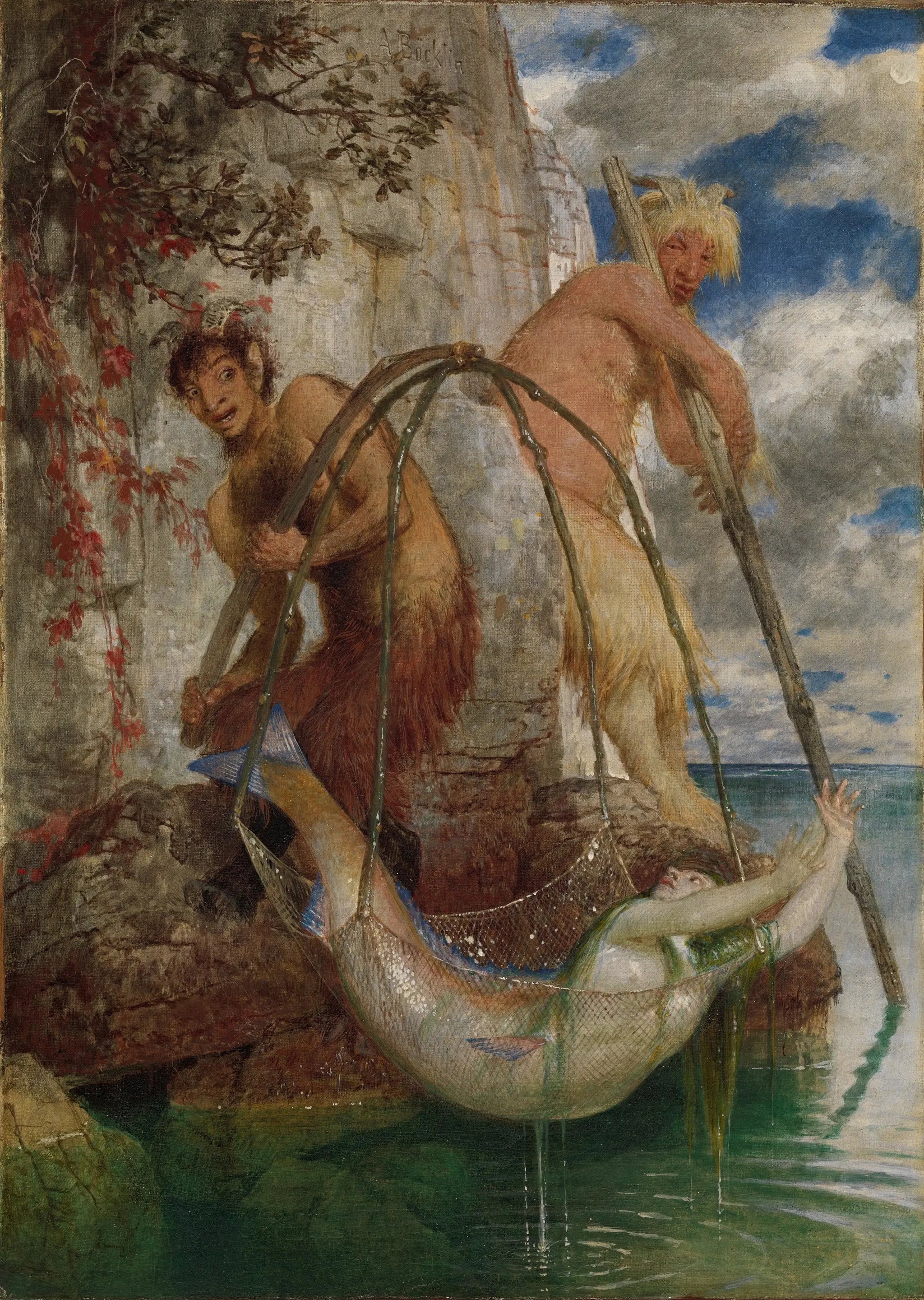Deux casseroles de pêche - Arnold Böcklin image 1 tableau peint à l’huile sur toile